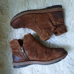 Born Wynter Ankle Booties-Cognac Distressed Suede-Like New